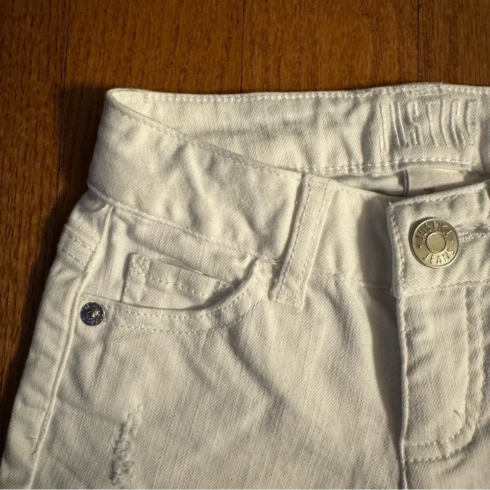 Justice Jeans White Denim Shorts Girls Size 7 Slim